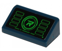 Slope 30 1 x 2 x 2/3 with Black Monitor with Green Rectangles and 'R' in Circle Pattern (Sticker) - Set 70839
