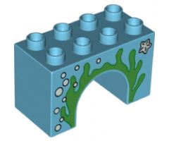 Duplo, Brick 2 x 4 x 2 Arch with Seaweed, Bubbles and Starfish Pattern