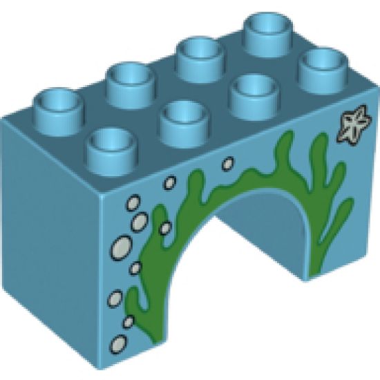 Duplo, Brick 2 x 4 x 2 Arch with Seaweed, Bubbles and Starfish Pattern