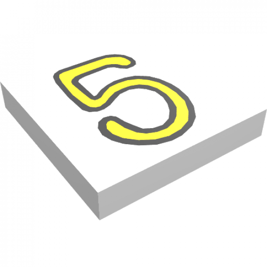 Tile 2 x 2 with Number  5 Fabuland Pattern