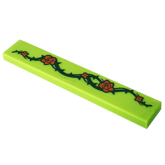 Tile 1 x 6 with Vines, Thorns and Roses Pattern (Sticker) - Set 41232