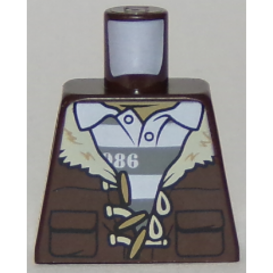 Torso Town Prisoner Shirt Under Fur-Lined Jacket with Pockets and '86' Pattern