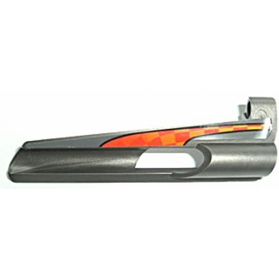 Technic, Panel Fairing # 7 Small Long, Large Hole, Side A with Large Red and Orange Checkered Pattern (Sticker) - Set 8473