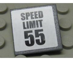 Road Sign 2 x 2 Square with Clip with 'SPEED LIMIT 55' Pattern (Sticker) - Set 8681