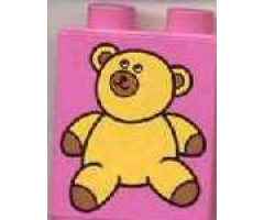 Duplo, Brick 1 x 2 x 2 with Teddy Bear Pattern