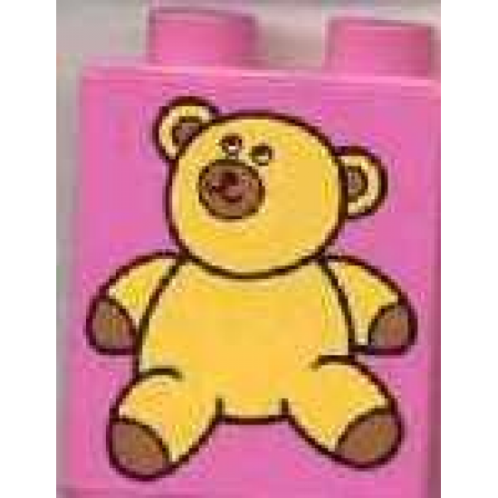 Duplo, Brick 1 x 2 x 2 with Teddy Bear Pattern