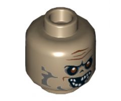 Minifigure, Head Alien with Reddish Brown Lines and Eyes, Gray Splotches and Missing Teeth Pattern - Hollow Stud