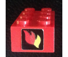 Brick 2 x 4 with Classic Fire Logo Pattern on One End (Sticker) - set 374-1