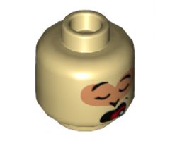 Minifigure, Head Dual Sided Medium Nougat Eye Mask, Gold Eyes, Open Mouth Surprised / Asleep with Drool Pattern - Hollow Stud