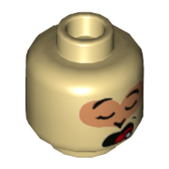 Minifigure, Head Dual Sided Medium Nougat Eye Mask, Gold Eyes, Open Mouth Surprised / Asleep with Drool Pattern - Hollow Stud