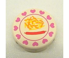 Tile, Round 2 x 2 with Hearts, Hot Dog, French Fries Pattern