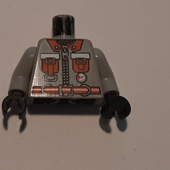Torso Fire Shirt with 2 Red Pockets and Red Belt Pattern / Light Gray Arms / Black Hands