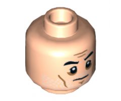 Minifigure, Head Beard White Stubble, Black Eyebrows, Cheek Lines Pattern (Commander Gregor) - Hollow Stud