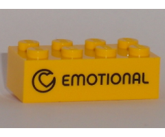 Brick 2 x 4 with Black 'EMOTIONAL' Pattern (Play Day 2018)