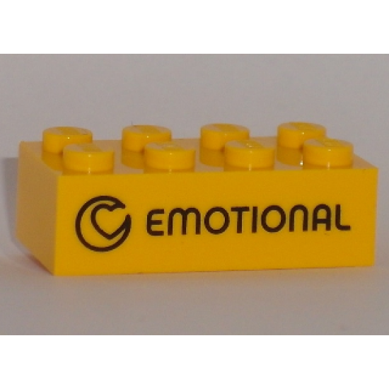 Brick 2 x 4 with Black 'EMOTIONAL' Pattern (Play Day 2018)