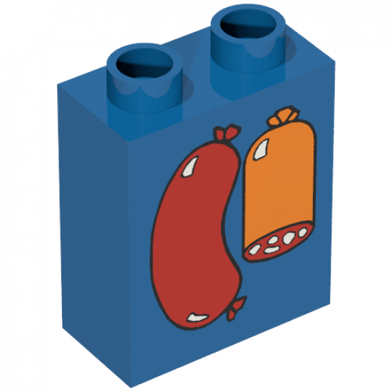 Duplo, Brick 1 x 2 x 2 with Sausages Pattern