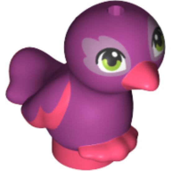 Animal, Air Bird Friends / Elves, Feet Joined with Magenta Body and Lime Green Eyes Pattern
