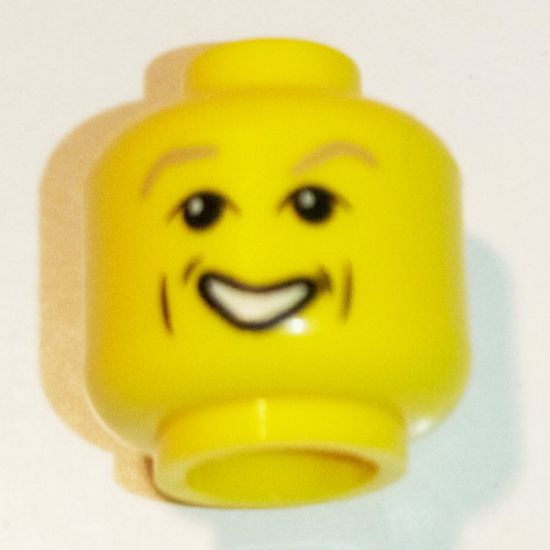 Minifigure, Head Male HP Gilderoy with Light Brown Eyebrows, Cheek Dimple, Open Mouth Smile Pattern - Blocked Open Stud