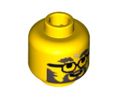 Minifigure, Head Glasses with Gray Eyebrows, Beard and Moustache Pattern - Blocked Open Stud