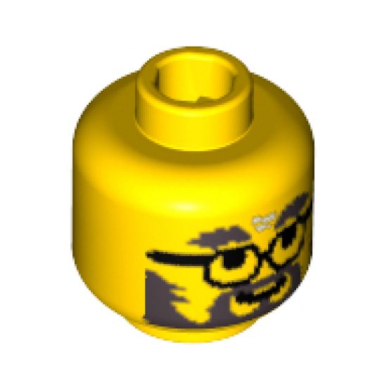 Minifigure, Head Glasses with Gray Eyebrows, Beard and Moustache Pattern - Blocked Open Stud