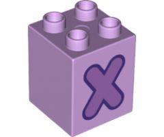 Duplo, Brick 2 x 2 x 2 with Letter X Medium Lavender Pattern