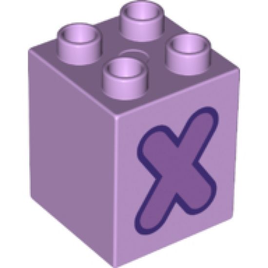 Duplo, Brick 2 x 2 x 2 with Letter X Medium Lavender Pattern