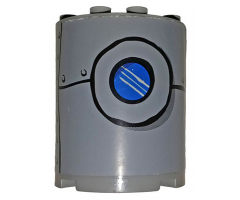 Cylinder Half 2 x 4 x 4 with Patched Metal Plate and Porthole Pattern Centered (Sticker) - Set 3832