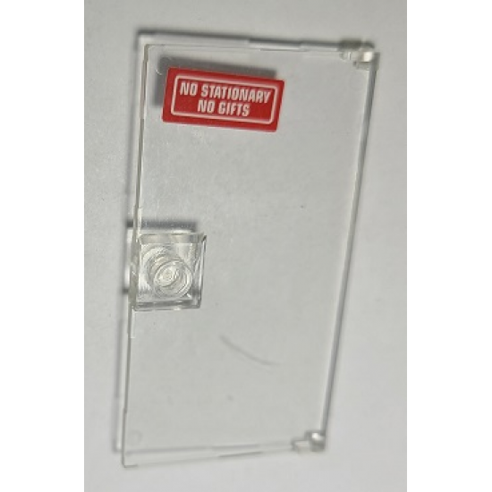 Door 1 x 4 x 6 with Stud Handle with White 'NO STATIONARY NO GIFTS' on Red Background Pattern (Sticker) - Set 70912