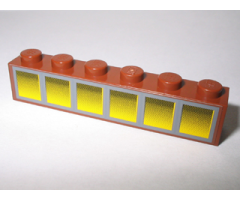 Brick 1 x 6 with 6 Yellow Windows Pattern (Sticker) - Set 10144