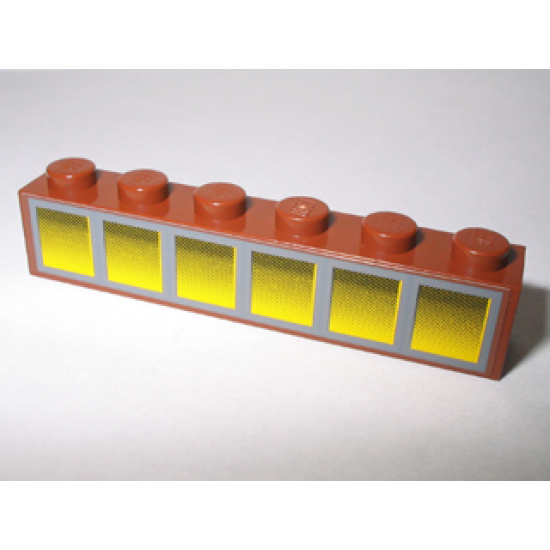 Brick 1 x 6 with 6 Yellow Windows Pattern (Sticker) - Set 10144