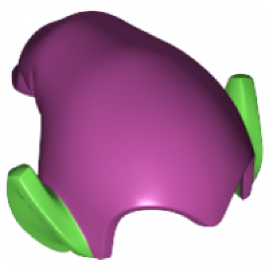 Minifigure, Headgear Hat, Elf Drooping with Pointed Ears with Magenta Top Pattern (Green Goblin)