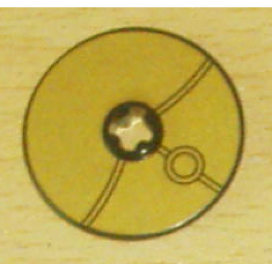Technic, Disk 3 x 3 with Black Lines on Gold Background Pattern (Sticker) - Set 8007