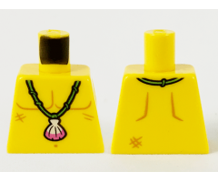 Torso Bare Chest Outline, Medium Nougat Scars and Bright Green Necklace with Shell Pattern