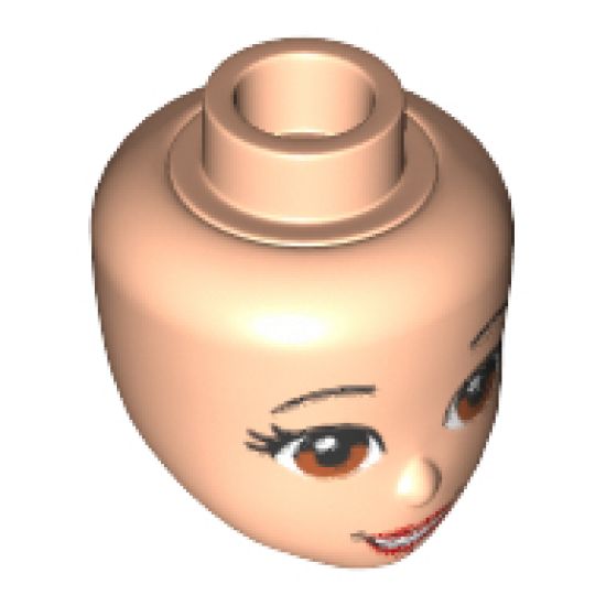 Mini Doll, Head Friends with Light Brown Eyes, Red Lips and Open Mouth Pattern (Snow White)