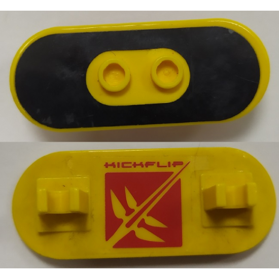Minifigure, Utensil Skateboard with Mag Wheel Holders with Black Surface and Red Skate Pattern (Stickers) - Set 3537
