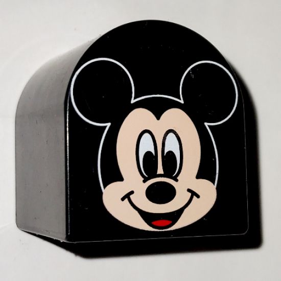 Duplo, Brick 2 x 2 x 2 Curved Top with Mickey Mouse Pattern