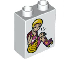 Duplo, Brick 1 x 2 x 2 with Female Rollerblader on Both Sides Pattern (10605)