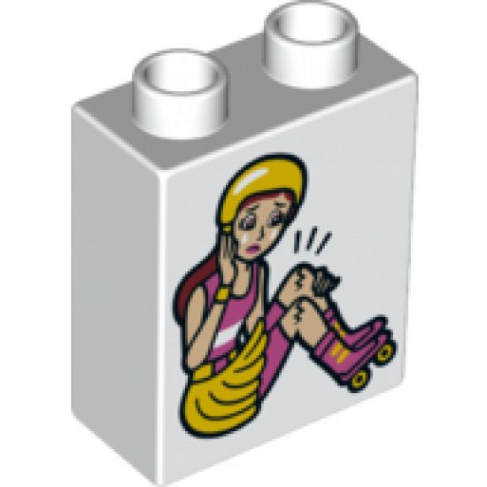 Duplo, Brick 1 x 2 x 2 with Female Rollerblader on Both Sides Pattern (10605)