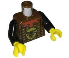 Torso Castle Knights Kingdom Bull's Head, Studded Armor, Red Collar Pattern / Black Arms / Yellow Hands