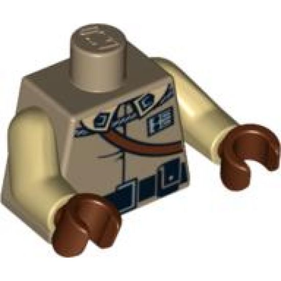 Torso SW General Calrissian Braid, Badge, Black Belt and Shoulder Strap Pattern / Tan Arms / Reddish Brown Hands