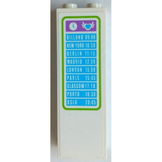 Brick 1 x 2 x 5 with Information Board, Clock, Heart and Feathers Pattern (Sticker) - Set 41109