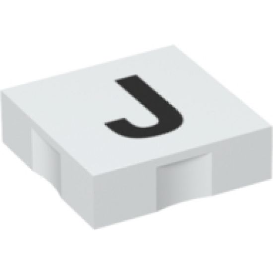 Duplo, Tile 2 x 2 with Black Capital Letter J Pattern