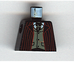 Torso Harry Potter Dark Red Stripe Suit Front, Gray Vest and Tie, Gold Fob Pattern