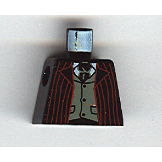 Torso Harry Potter Dark Red Stripe Suit Front, Gray Vest and Tie, Gold Fob Pattern
