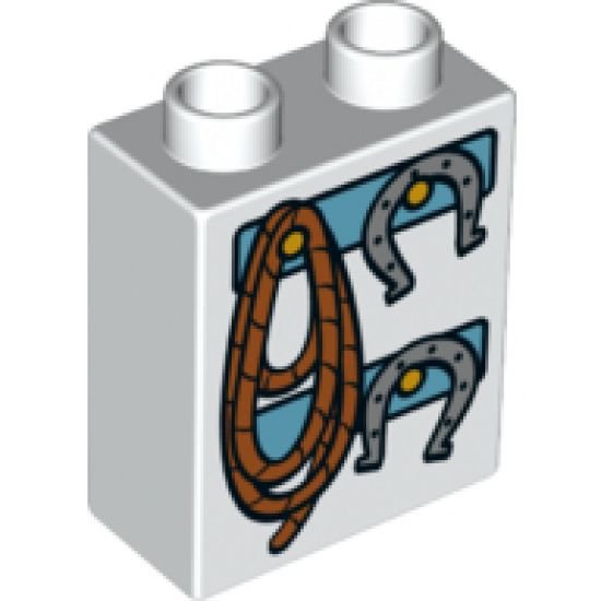 Duplo, Brick 1 x 2 x 2 with Rope and Horseshoes Pattern