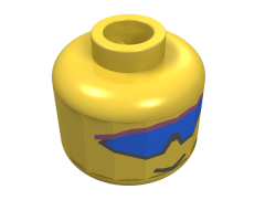 Minifigure, Head Glasses with Blue and Light Purple Wrap Sunglasses Pattern - Blocked Open Stud