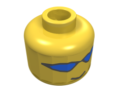 Minifigure, Head Glasses with Blue Wrap Sunglasses and Standard Smile Pattern - Blocked Open Stud