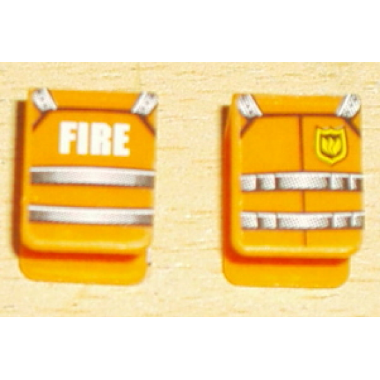 Minifigure, Body Wear Vest with Straps and Fire Logo and 'FIRE' Pattern (Stickers) - Sets 7043 / 7046