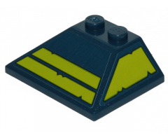 Slope 45 3 x 4 Double / 33 with Two Lime Stripes with Cut Out Edges on Front and Trapezoid on Left Side Pattern (Stickers) - Set 70839