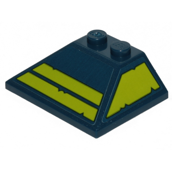 Slope 45 3 x 4 Double / 33 with Two Lime Stripes with Cut Out Edges on Front and Trapezoid on Left Side Pattern (Stickers) - Set 70839